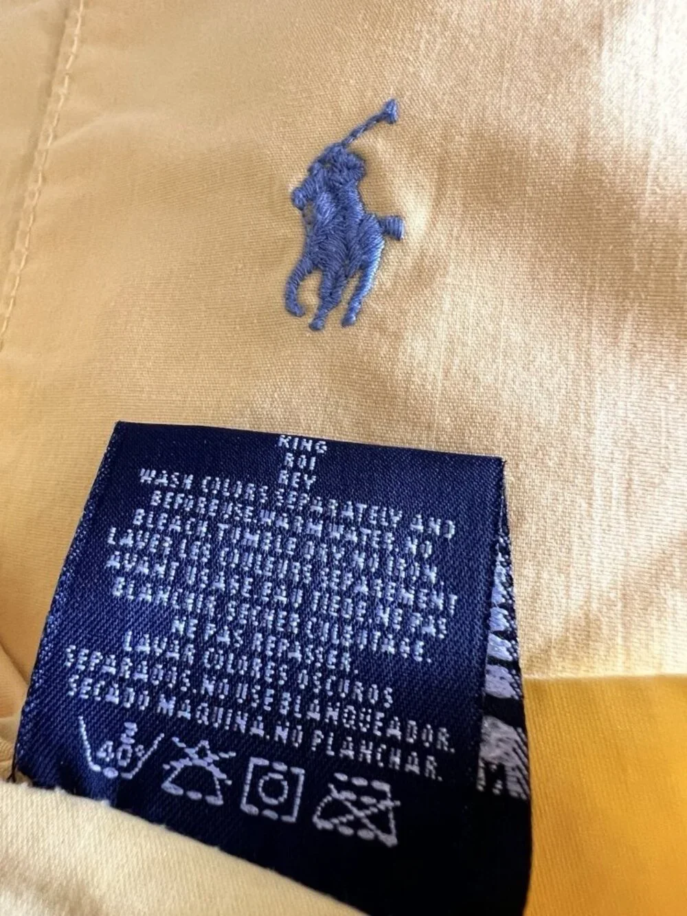 RALPH LAUREN Polo KING Sheet 3 Pc Set FLAT 2 Pillowcases Supima Cotton Yellow VT